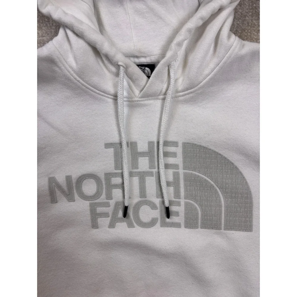 The North Face Mens White Graphic Logo Pullover Hoodie Sweatshirt Size M